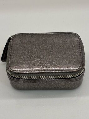 Coach Metallic Silver Mini Zip Pill Case - travel (missing inside containers)